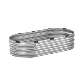 VEVOR Metal Raised Garden Bed, 4 x 2 x 1 ft Outdoor Galvanized Planter Box, with Open Bottom, Large Oval Planter Raised Bed for Gardening Vegetab