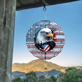 3D Spinning Eagle Flag Wind Spinner Outdoor Yard Garden Decor Kinetic Patriotic Sculpture Gift