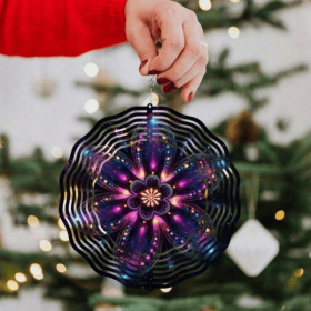 CIFbuy Solar Powered 10 Inch Mandala Wind Chime with LED Lights Spinning Hook Outdoor Garden Patio Decor(TikTok, temu pick-up service)