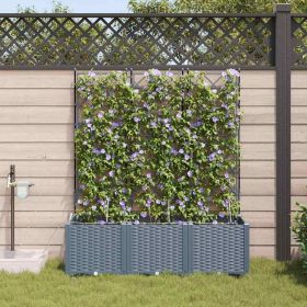 Garden Planter 3 pcs LiGht Grey Steel