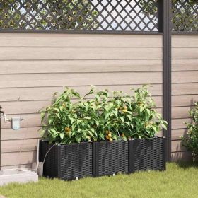 Garden Planter 3 pcs Black Steel