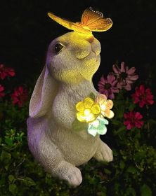 Rabbit Solar Garden Statues Outdoor Decor Yard Decorations for Patio