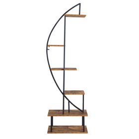 Artisasset 6th Floor Half Moon Ironwood Suitable For Garden Balcony Patio Lawn Home Decoration Plant Stand Flower Pot Stand Iron Flower Stand Bla
