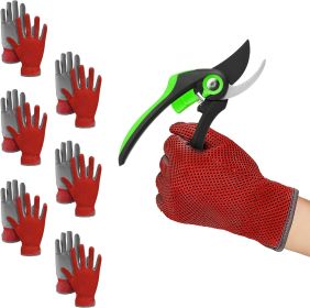 Red Gardening Gloves for Women Medium Pack of 12; Nubuck and Air Mesh Garden Gloves for Women 6 Pairs; Yard Gloves; Outdoor Work Gloves for Women