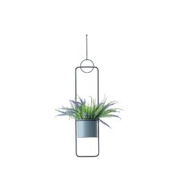 Metal Flower Pot Hanging Plant Holder Indoor Outdoor Home Decoration (Color: black, Shape: Rectangle)