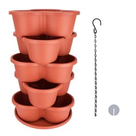 5 Tier Vertical Stackable Planter Garden Tower Stackable Planter Outdoor Gardening Pots for Strawberries Flowers Herbs Vegetables (Color: Red, size: One Size)